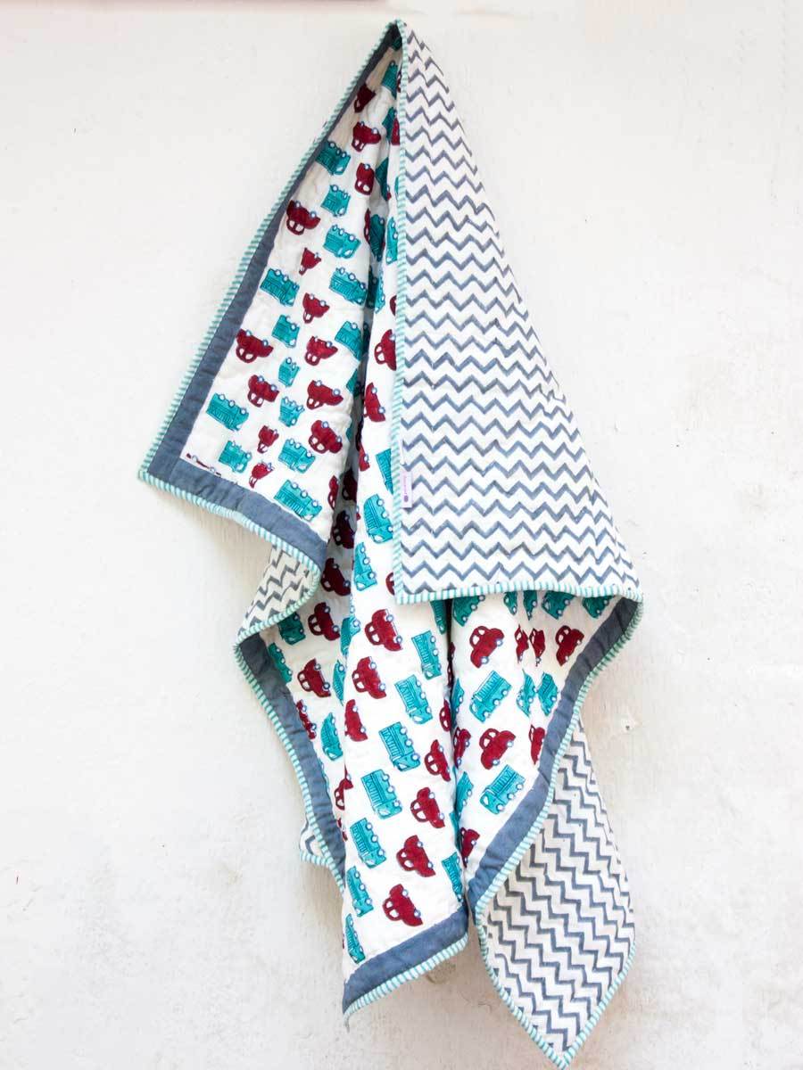My Red Car Organic Cotton Quilt for Infants