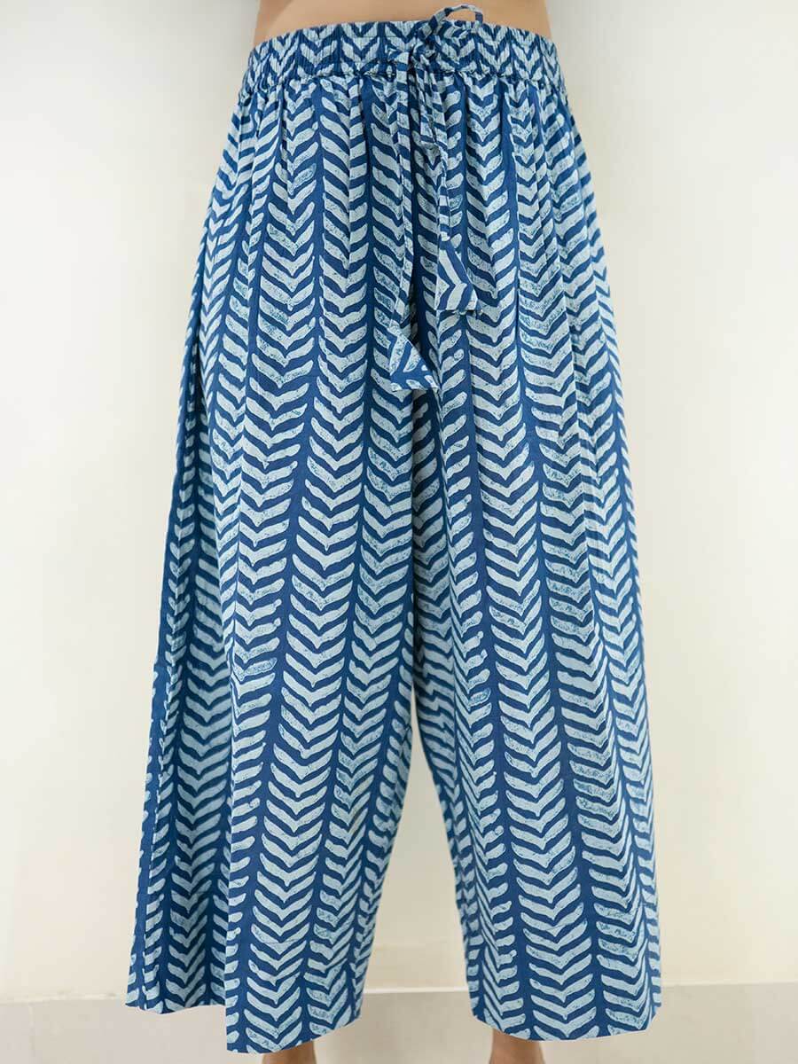 Indigo Waves Daabu Cotton Palazzo Pants