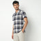 Checkered Camp Collar Shirt Half Sleeve Mood Shirt