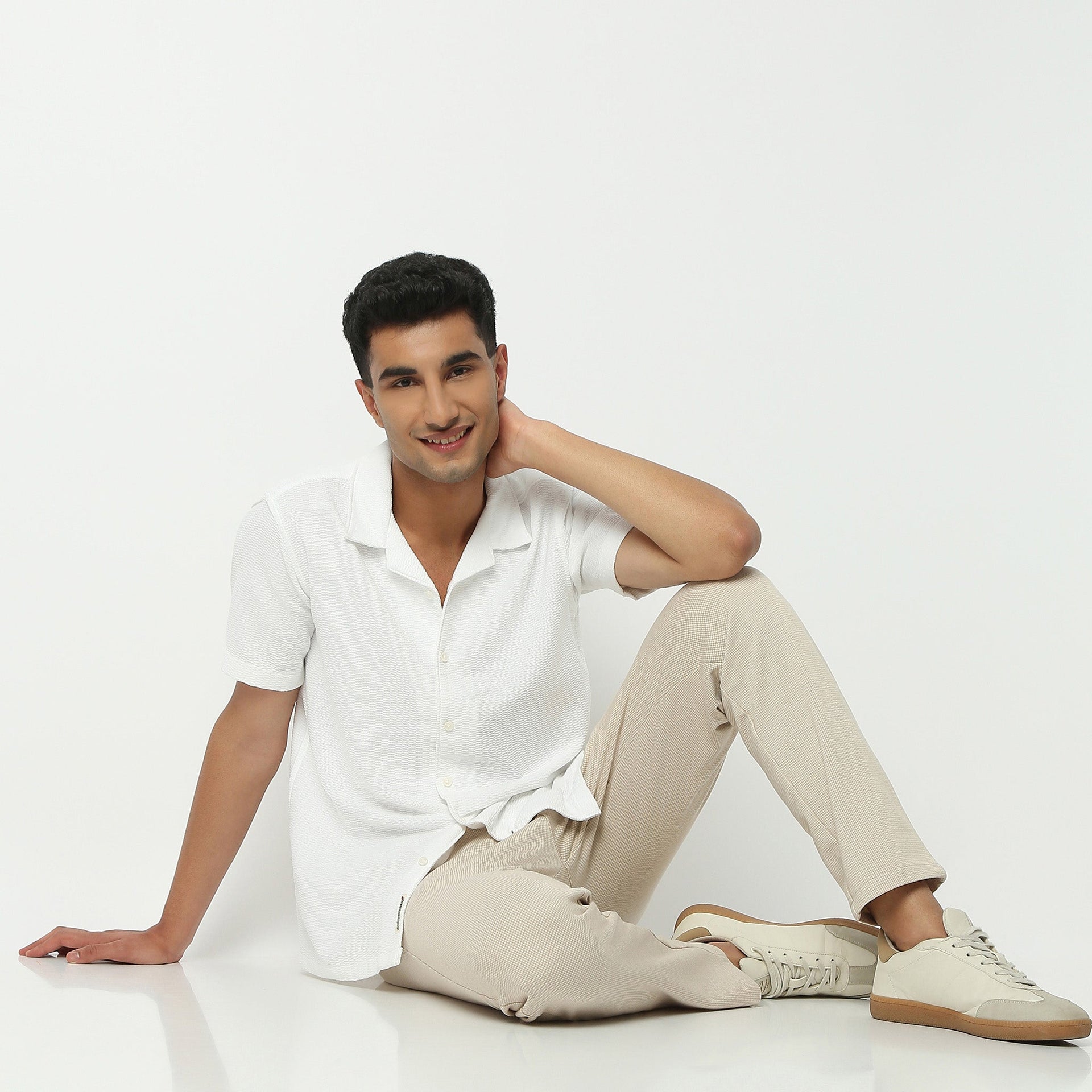 Camp Collar Half Sleeve Solid Bae Shirt