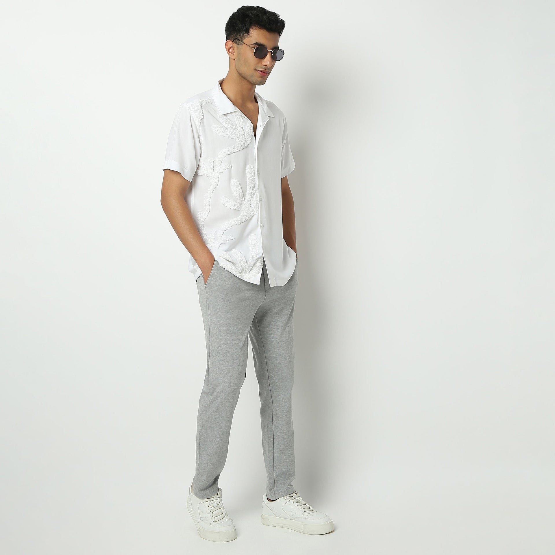 Camp Collar Half Sleeve Solid Mood Shirt