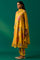 Yellow Floral Printed Organza Flared Kurta, Pants and Dupatta Set