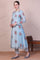 Blue Dori Embroidery Flared Organza Kurta, Pants and Dupatta Set