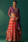 Purple Zari Embroidered Jacquard Blouse with Flared Skirt and Dupatta Set