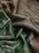 Banarasi tussar silk saree green with woven buttas & floral digital prints and piping border