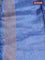 Banarasi tussar silk saree blue with woven buttas & floral digital prints and piping border
