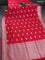 Banarasi semi katan saree red with zari woven buttas and zari woven border