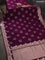 Banarasi semi katan saree deep purple with zari woven buttas and zari woven border