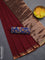 Bengal soft cotton saree maroon and blue with plain body and zari woven border