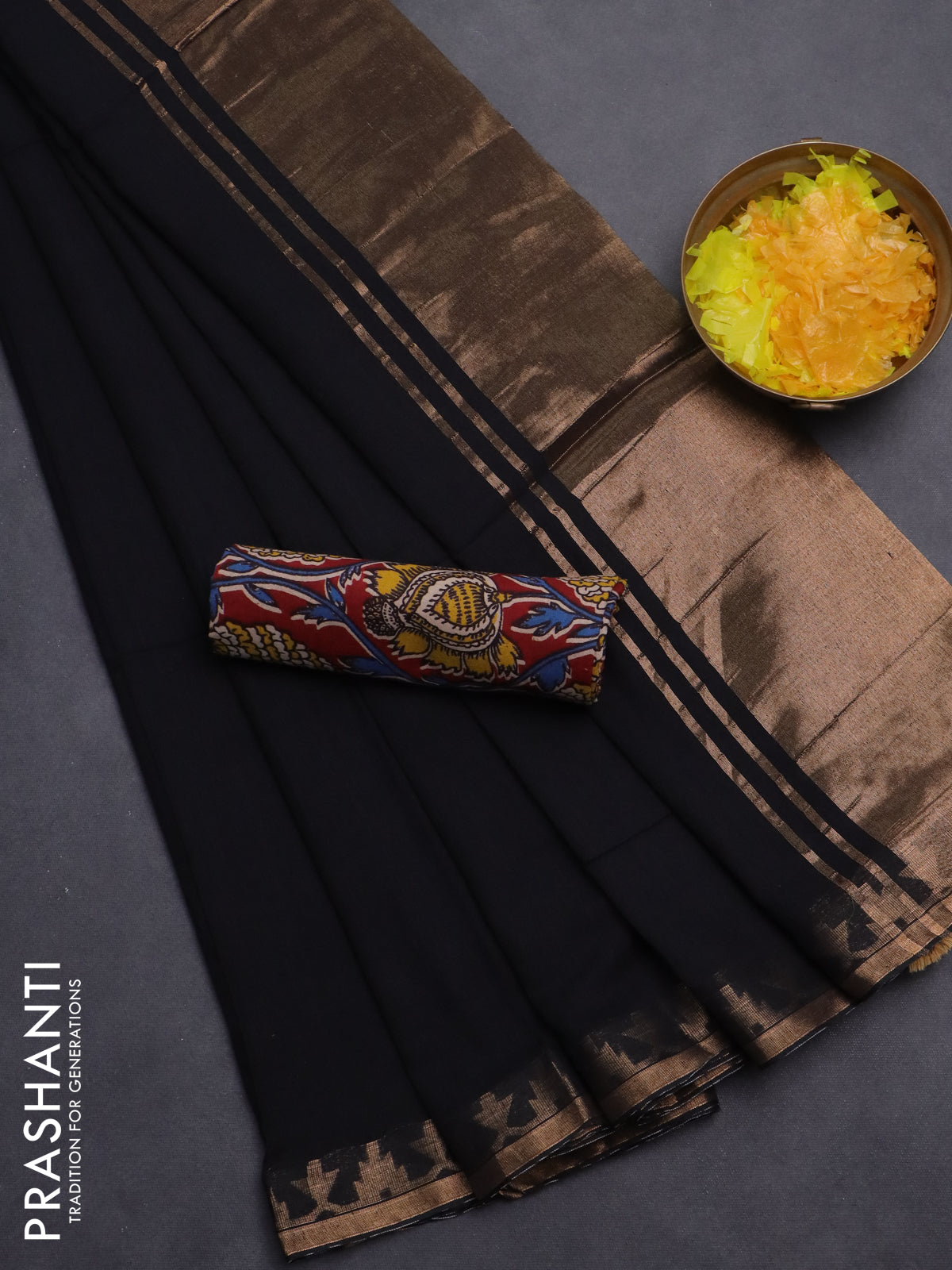 Bengal soft cotton saree black and maroon with plain body and zari woven border