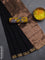 Bengal soft cotton saree black and yellow with plain body and zari woven border