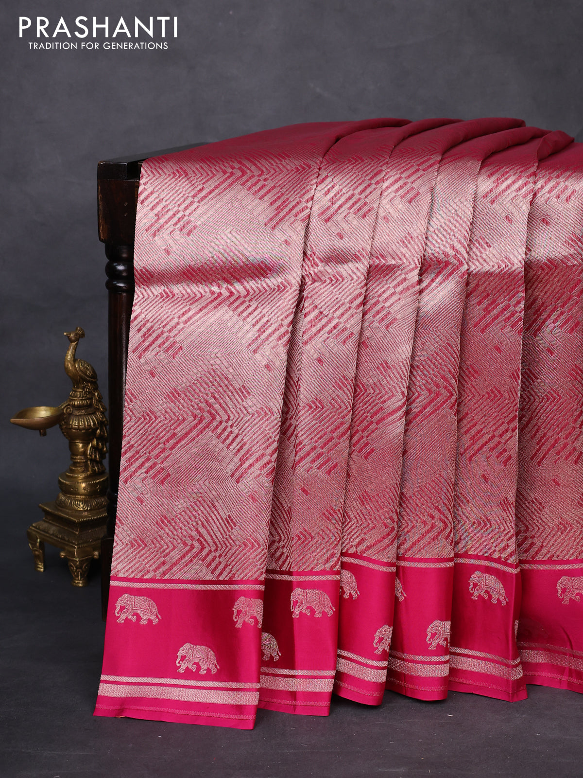 Banarasi katan silk saree pink with allover zari woven brocade weaves and zari woven butta border
