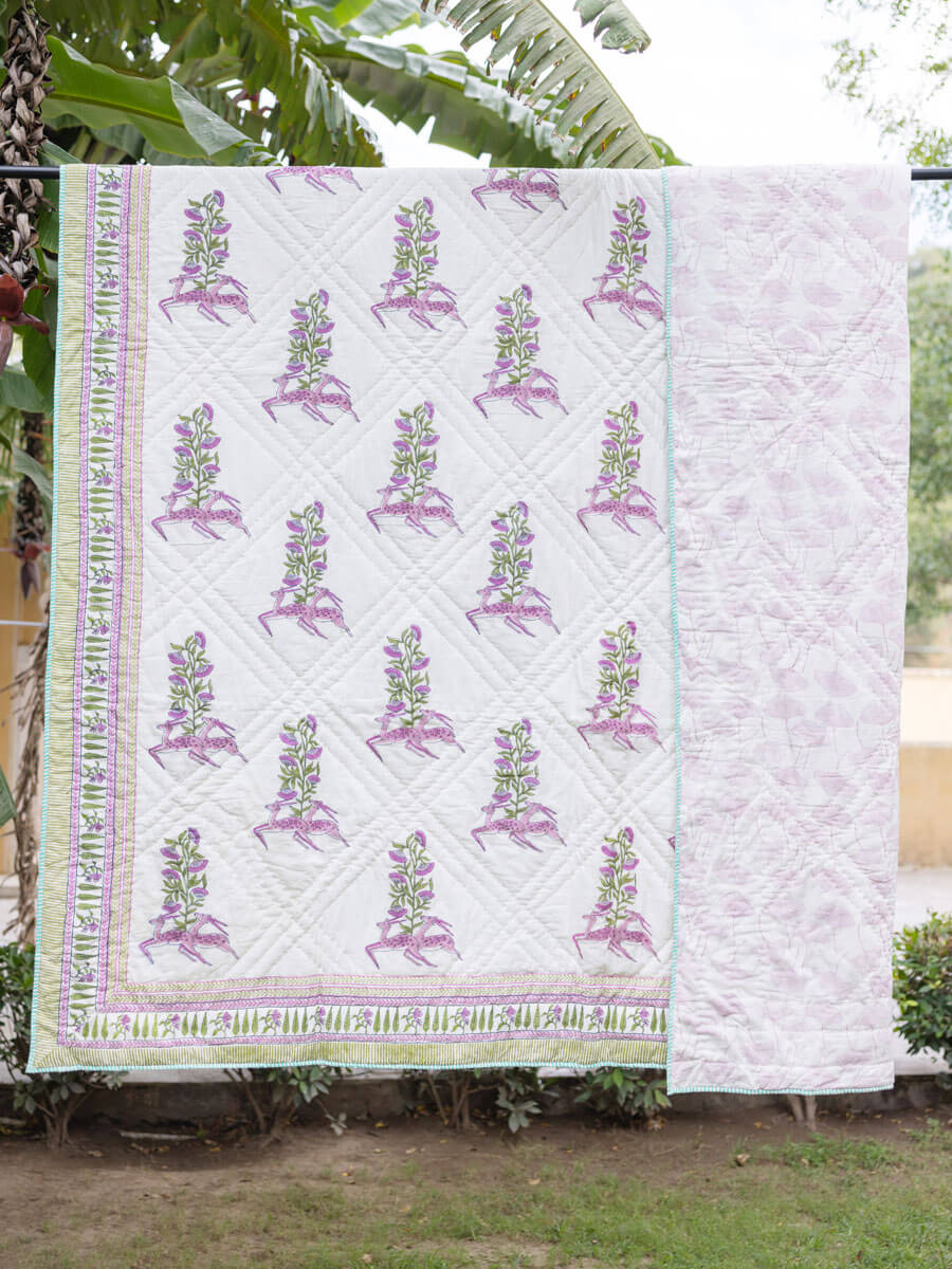 The Great Indian Stag Block Printed Cotton Quilt