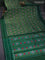 Pochampally silk saree dark green with allover ikat weaves and simple border