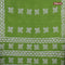 Batik cotton saree green with allover sequin work & batik butta prints and printed lace work border