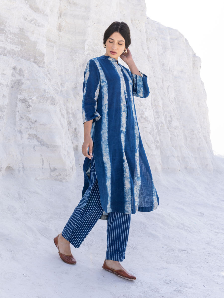 Set of 2 - Luna Indigo Cotton Kurta with Pants
