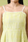 Lime Green Schiffli Embroidered Pure Cotton Flared Spaghetti Dress
