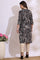 Black Bold Floral Printed Cotton Cambric Straight Kurta