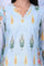 Blue Floral Printed Chanderi A-Line Kurta