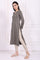 Beige Geometric A-Line Acrylic Winter Kurta