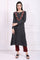 Grey Embroidered A-Line Acrylic Winter Kurta