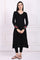 Black Embroidered A-Line Acrylic Winter Kurta
