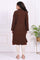 Brown Solid Embroidered Straight Coat