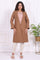 Camel Brown Embroidered Straight Woven Coat
