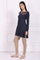 Navy Blue Embroidered Straight Acrylic Tunic