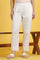 Beige Solid Lace Cotton Blend Straight Pants