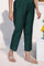 Green Cropped Rayon Straight Pant
