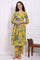 Yellow Bold Floral Printed Pure Cotton Flared Kurta and Pants Co-ord Set