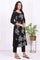 Black Floral Printed Embroidered Rayon Straight Kurta and Pants Set