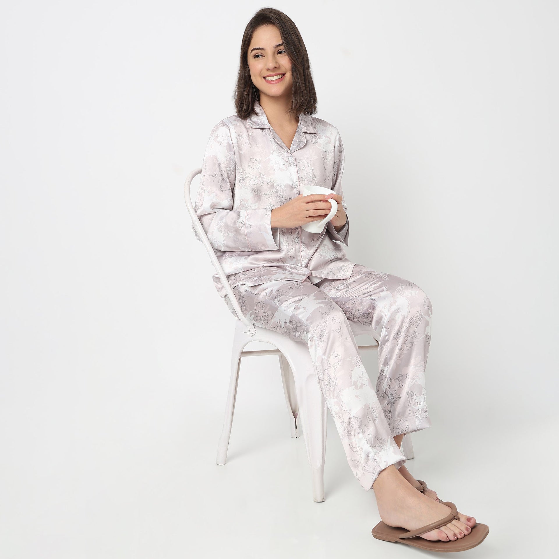 Cotton Printed Shirt with Pyjama Sleepwear Set