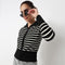 Striped Cropped Flat Knit Top