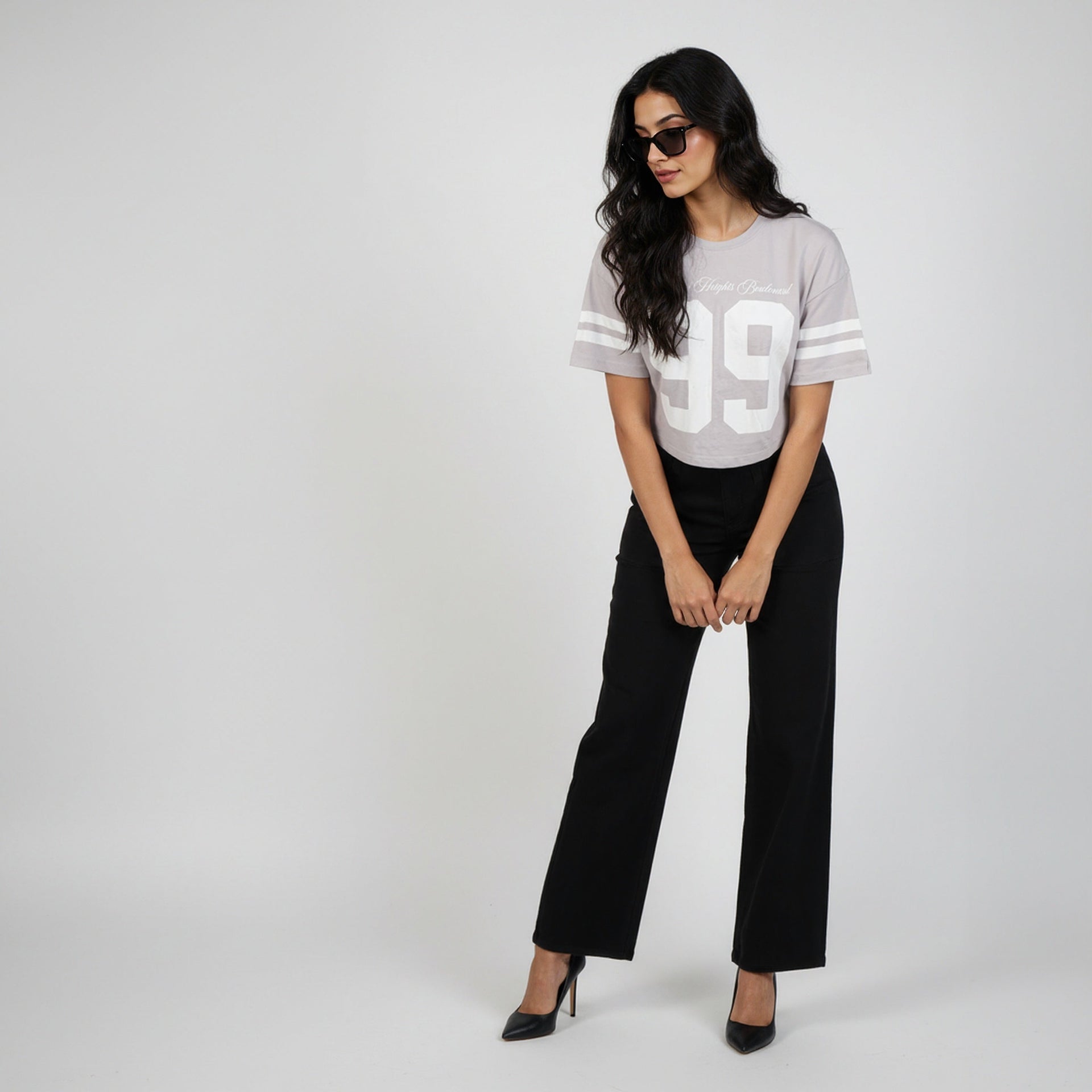 Cotton Graphic Crop Boxy T-Shirt