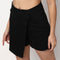 Carbon Black Solid Cotton Mini Denim Skorts