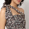 Animal Print Tube Top With Side Ruching And Strap Around The Neck