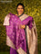 Chappa saree purple and cream with plain body and madhubani printed border