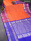 Venkatagiri silk saree orange and blue with allover silver checks & butta weaves and long rich annam silver zari woven border