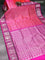 Venkatagiri silk saree dual shade of pink and magenta pink with allover silver zari weaves and temple design silver zari woven border