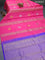 Pure kanjivaram silk saree pink and blue with allover silver & gold zari weaves in borderless style & borderless style