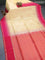 Pure soft silk saree cream and pink with allover zari checks & buttas and rettapet zari woven border