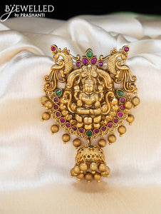 Antique jada billai lakshmi design with kemp stones and pearl hangings