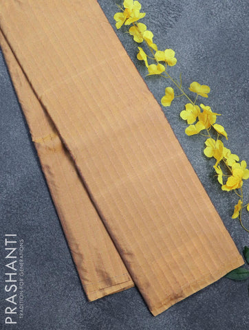 Arani semi silk saree dual shade of greenish purple and mango yellow with allover copper zari weaves in borderless style