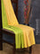 Arani semi silk saree fluorescent green and yellow with allover copper zari weaves in borderless style