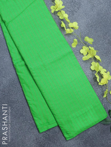 Arani semi silk saree green and dual shade of greenish red with allover copper zari weaves in borderless style