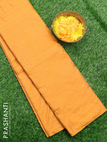 Arani semi silk saree mustard yellow and dual shade of green with allover zari weaves in borderless style