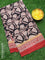 Assam silk saree black and rust shade with allover prints and zari woven simple border