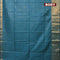 Bamboo silk saree teal blue with zari woven geometric buttas and zari woven border